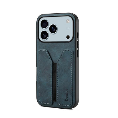 For iPhone 17 Pro Denior D07 DV Elastic Card Slot PU Back Cover Phone Case(Blue) - iPhone 17 Pro Cases by Denior | Online Shopping UK | buy2fix