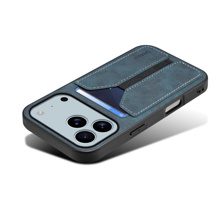 For iPhone 17 Pro Denior D07 DV Elastic Card Slot PU Back Cover Phone Case(Blue) - iPhone 17 Pro Cases by Denior | Online Shopping UK | buy2fix