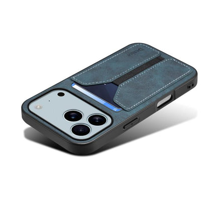 For iPhone 17 Pro Denior D07 DV Elastic Card Slot PU Back Cover Phone Case(Blue) - iPhone 17 Pro Cases by Denior | Online Shopping UK | buy2fix