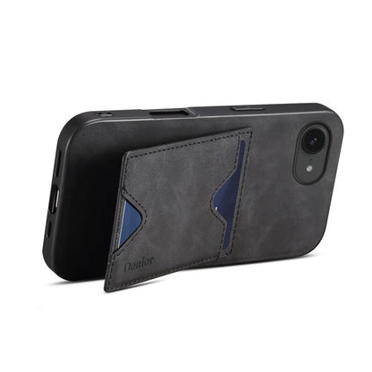 For iPhone 16e Denior D06 PU Back Cover Card Slot Holder Phone Case(Black) - iPhone 16e Cases by Denior | Online Shopping UK | buy2fix