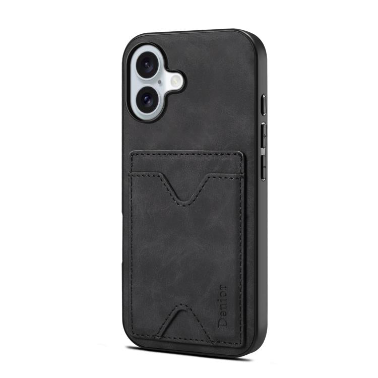 For iPhone 17 Denior D06 PU Back Cover Card Slot Holder Phone Case(Black) - iPhone 17 Cases by Denior | Online Shopping UK | buy2fix