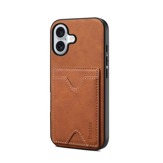 For iPhone 17 Denior D06 PU Back Cover Card Slot Holder Phone Case(Brown) - iPhone 17 Cases by Denior | Online Shopping UK | buy2fix