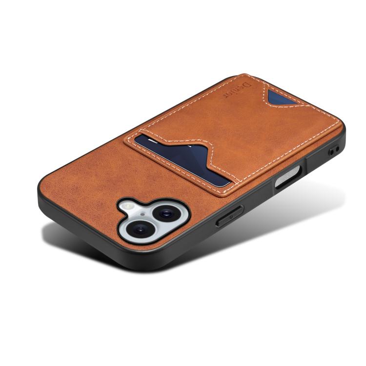 For iPhone 17 Denior D06 PU Back Cover Card Slot Holder Phone Case(Brown) - iPhone 17 Cases by Denior | Online Shopping UK | buy2fix
