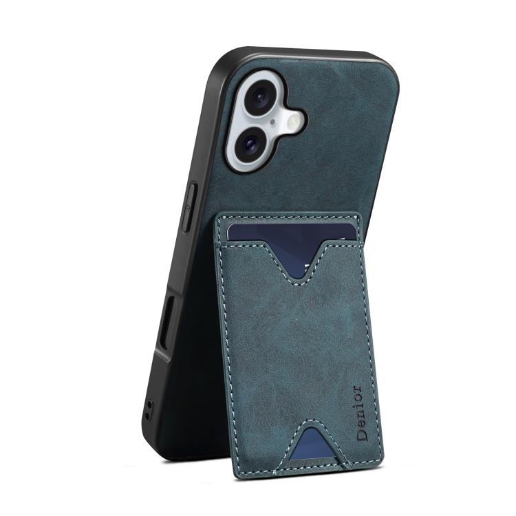 For iPhone 17 Denior D06 PU Back Cover Card Slot Holder Phone Case(Blue) - iPhone 17 Cases by Denior | Online Shopping UK | buy2fix
