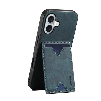 For iPhone 17 Denior D06 PU Back Cover Card Slot Holder Phone Case(Blue) - iPhone 17 Cases by Denior | Online Shopping UK | buy2fix