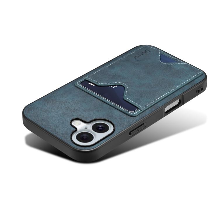 For iPhone 17 Denior D06 PU Back Cover Card Slot Holder Phone Case(Blue) - iPhone 17 Cases by Denior | Online Shopping UK | buy2fix