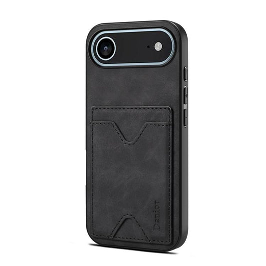 For iPhone Air Denior D06 PU Back Cover Card Slot Holder Phone Case(Black) - iPhone Air Cases by Denior | Online Shopping UK | buy2fix
