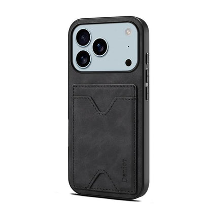 For iPhone 17 Pro Max Denior D06 PU Back Cover Card Slot Holder Phone Case(Black) - iPhone 17 Pro Max Cases by Denior | Online Shopping UK | buy2fix
