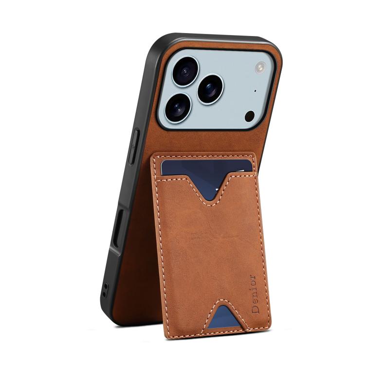 For iPhone 17 Pro Max Denior D06 PU Back Cover Card Slot Holder Phone Case(Brown) - iPhone 17 Pro Max Cases by Denior | Online Shopping UK | buy2fix