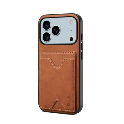 For iPhone 17 Pro Denior D06 PU Back Cover Card Slot Holder Phone Case(Brown) - iPhone 17 Pro Cases by Denior | Online Shopping UK | buy2fix