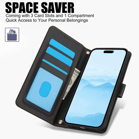 For iPhone 16 Pro Skin Feel Pure Color Card Slots Leather Phone Case with Dual Lanyard(Black) by buy2fix