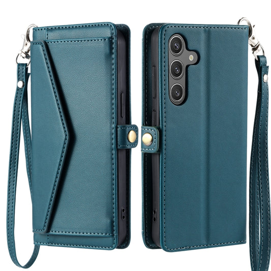 For Samsung Galaxy S25 5G Wallet Multi-card Slot Leather Phone Case with Lanyard(Green) by buy2fix