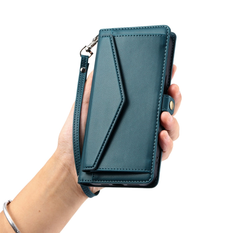 For Samsung Galaxy S25 5G Wallet Multi-card Slot Leather Phone Case with Lanyard(Green) by buy2fix