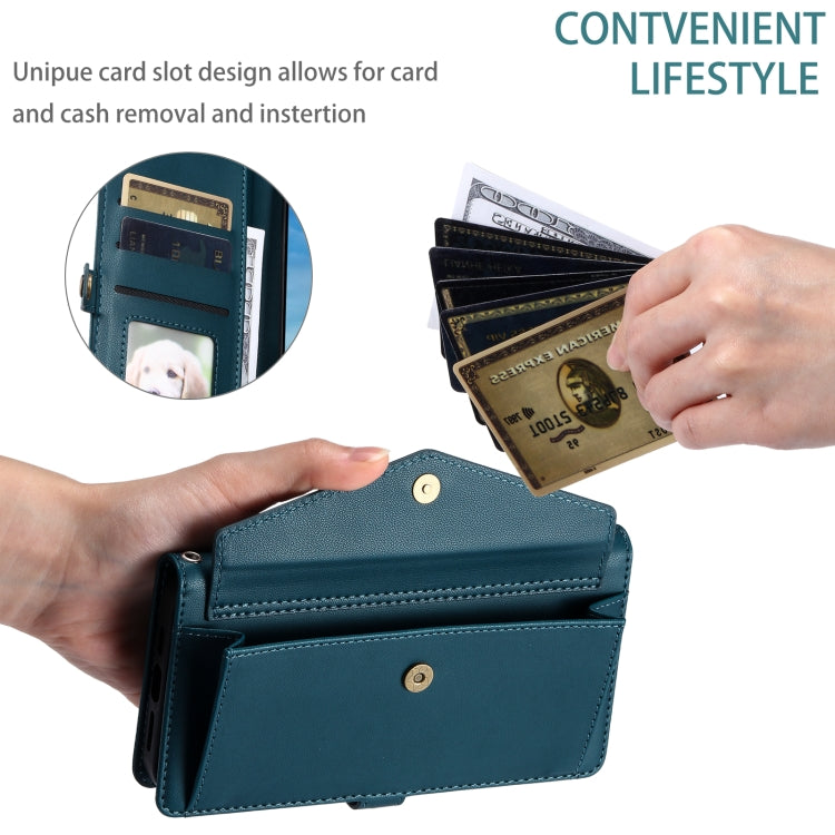 For Samsung Galaxy S25 5G Wallet Multi-card Slot Leather Phone Case with Lanyard(Green) by buy2fix