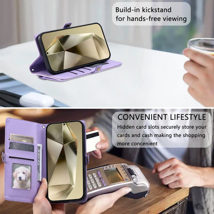 For Samsung Galaxy S25 5G Wallet Multi-card Slot Leather Phone Case with Lanyard(Purple) by buy2fix
