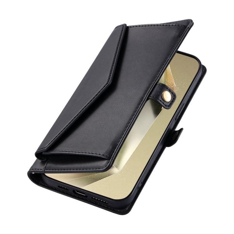 For Samsung Galaxy S25 5G Wallet Multi-card Slot Leather Phone Case with Lanyard(Black) - Galaxy S25 5G Cases by buy2fix | Online Shopping UK | buy2fix