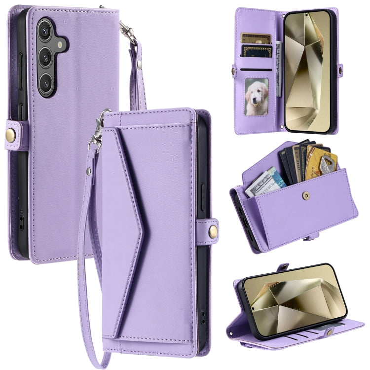 For Samsung Galaxy S25+ 5G Wallet Multi-card Slot Leather Phone Case with Lanyard(Purple) by buy2fix