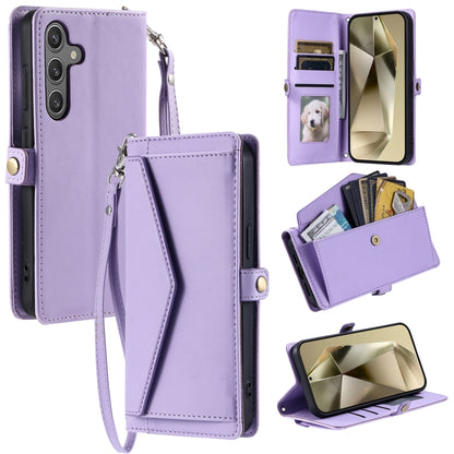 For Samsung Galaxy S25+ 5G Wallet Multi-card Slot Leather Phone Case with Lanyard(Purple) by buy2fix