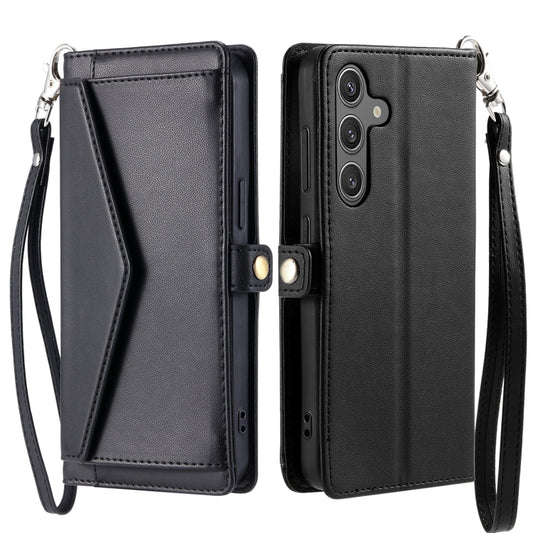 For Samsung Galaxy S25+ 5G Wallet Multi-card Slot Leather Phone Case with Lanyard(Black) by buy2fix