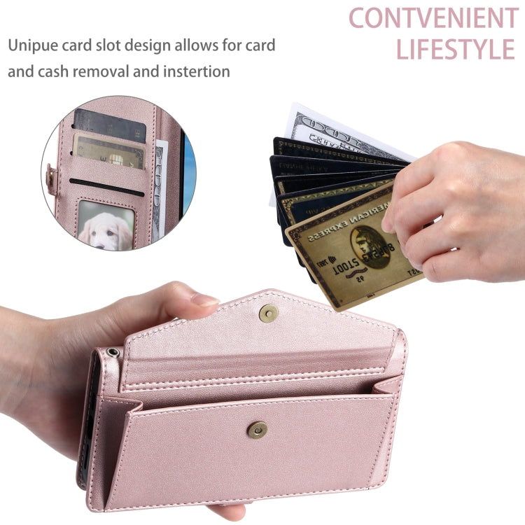 For Samsung Galaxy S25 Ultra 5G Wallet Multi-card Slot Leather Phone Case with Lanyard(Rose Gold) by buy2fix