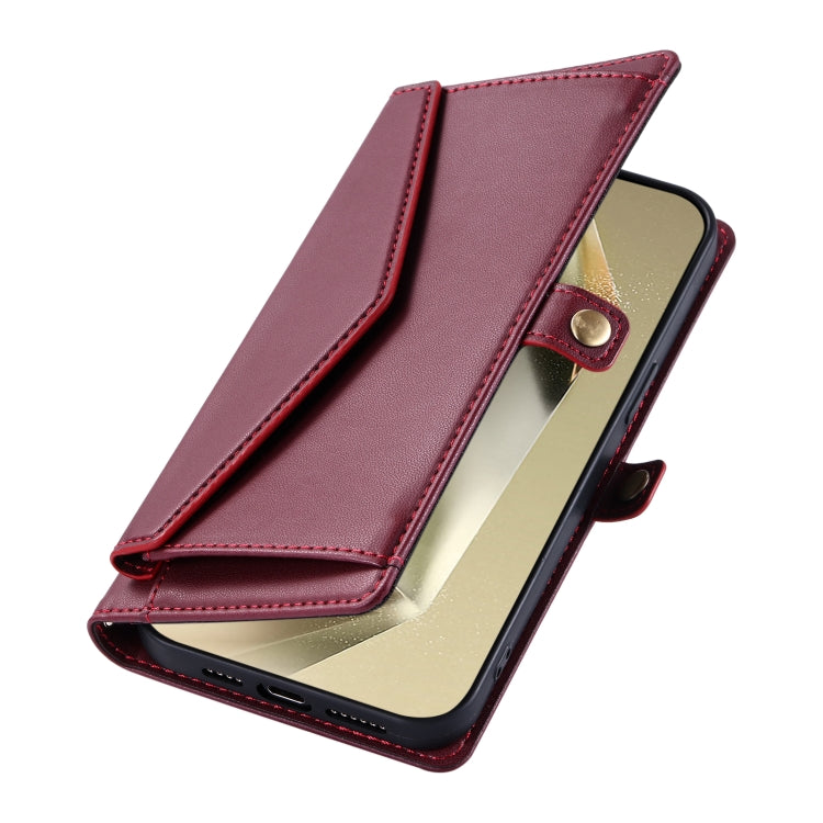 For Samsung Galaxy S25 Ultra 5G Wallet Multi-card Slot Leather Phone Case with Lanyard(Wine Red) - Galaxy S25 Ultra 5G Cases by buy2fix | Online Shopping UK | buy2fix