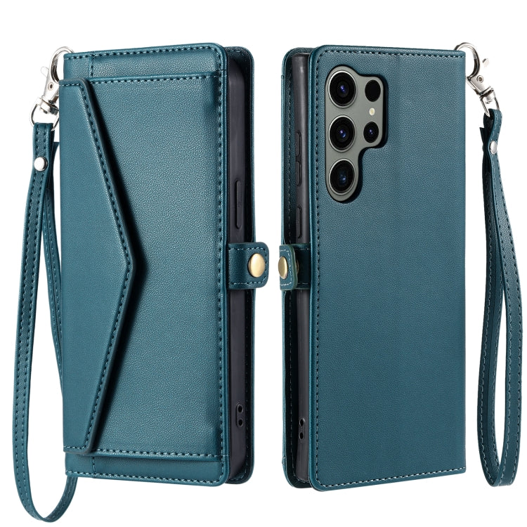 For Samsung Galaxy S25 Ultra 5G Wallet Multi-card Slot Leather Phone Case with Lanyard(Green) - Galaxy S25 Ultra 5G Cases by buy2fix | Online Shopping UK | buy2fix