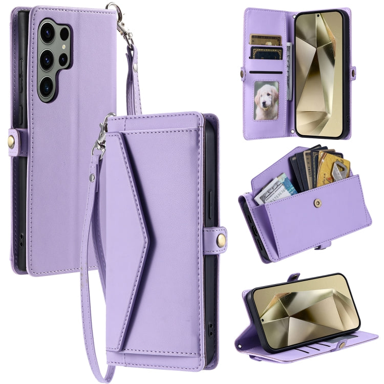 For Samsung Galaxy S25 Ultra 5G Wallet Multi-card Slot Leather Phone Case with Lanyard(Purple) - Galaxy S25 Ultra 5G Cases by buy2fix | Online Shopping UK | buy2fix