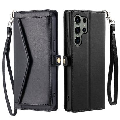 For Samsung Galaxy S25 Ultra 5G Wallet Multi-card Slot Leather Phone Case with Lanyard(Black) - Galaxy S25 Ultra 5G Cases by buy2fix | Online Shopping UK | buy2fix