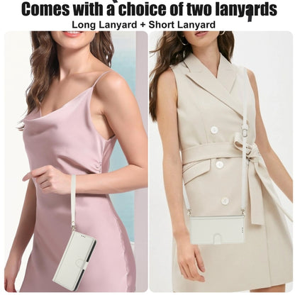 For Motorola Moto G Power 5G 2024 Skin Feel Pure Color Card Slots Leather Phone Case with Dual Lanyard(White) by buy2fix