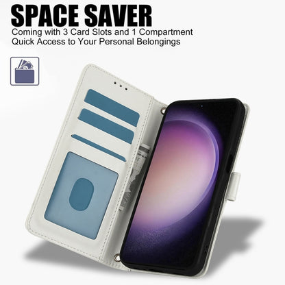 For Samsung Galaxy S25+ 5G Skin Feel Pure Color Card Slots Leather Phone Case with Dual Lanyard(White) by buy2fix