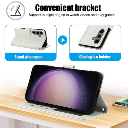 For Samsung Galaxy S25+ 5G Skin Feel Pure Color Card Slots Leather Phone Case with Dual Lanyard(White) by buy2fix