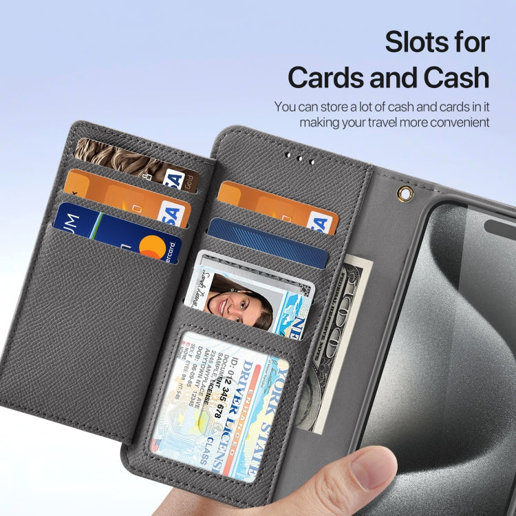 For iPhone 15 Pro Max DUX DUCIS Lawa Series 2 in 1 Wallet Zipper Detachable MagSafe Phone Case with Lanyard(Grey) by DUX DUCIS