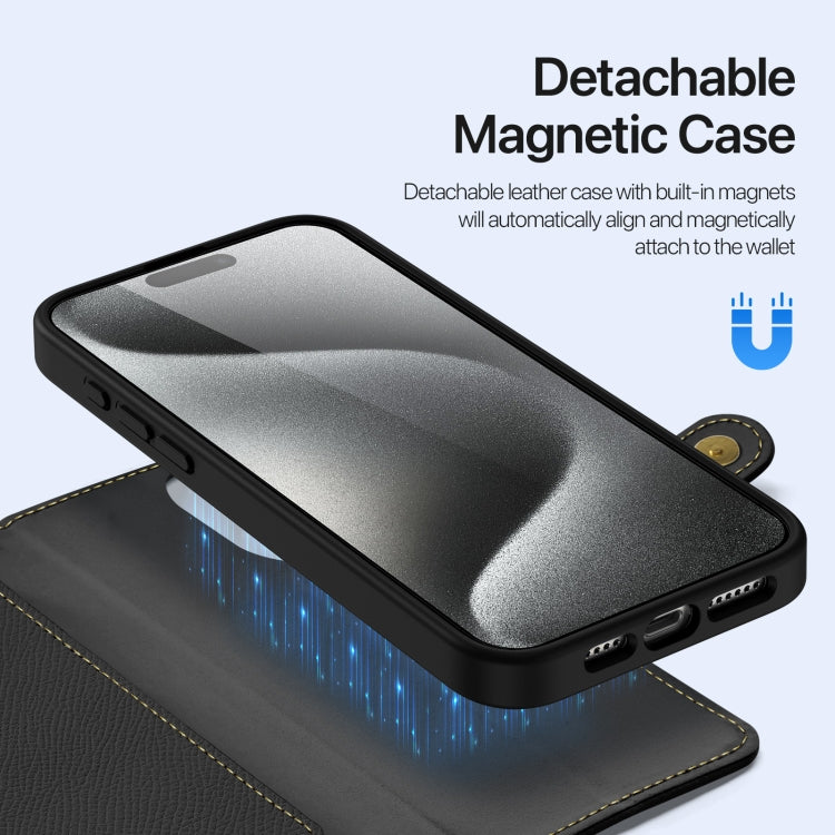 For iPhone 15 Pro DUX DUCIS Lawa Series 2 in 1 Wallet Zipper Detachable MagSafe Phone Case with Lanyard(Black) by DUX DUCIS
