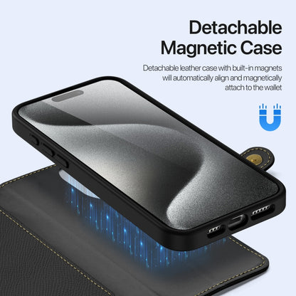 For iPhone 15 Pro DUX DUCIS Lawa Series 2 in 1 Wallet Zipper Detachable MagSafe Phone Case with Lanyard(Black) by DUX DUCIS