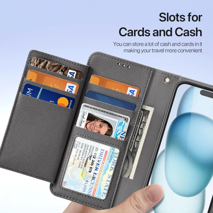 For iPhone 15 Plus DUX DUCIS Lawa Series 2 in 1 Wallet Zipper Detachable MagSafe Phone Case with Lanyard(Grey) by DUX DUCIS