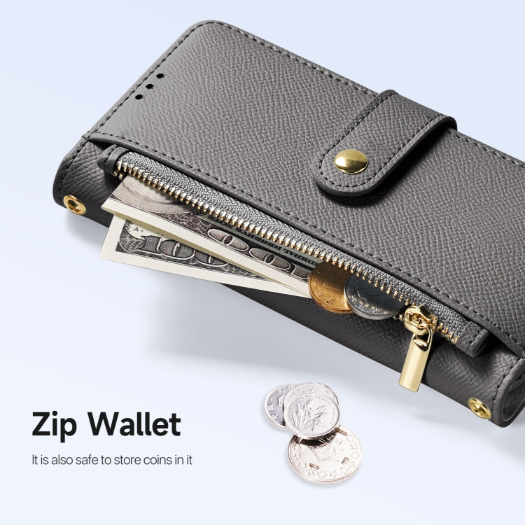 For iPhone 15 Plus DUX DUCIS Lawa Series 2 in 1 Wallet Zipper Detachable MagSafe Phone Case with Lanyard(Grey) by DUX DUCIS