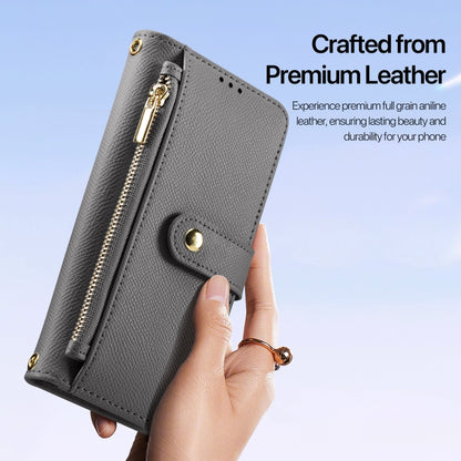 For iPhone 15 Plus DUX DUCIS Lawa Series 2 in 1 Wallet Zipper Detachable MagSafe Phone Case with Lanyard(Grey) by DUX DUCIS