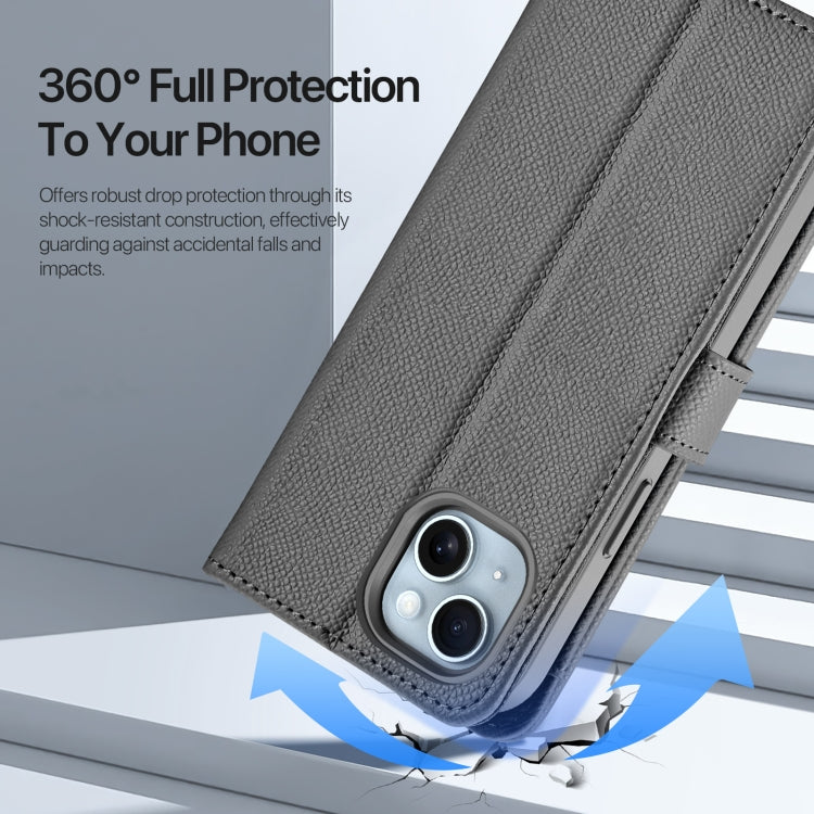 For iPhone 15 Plus DUX DUCIS Lawa Series 2 in 1 Wallet Zipper Detachable MagSafe Phone Case with Lanyard(Grey) by DUX DUCIS