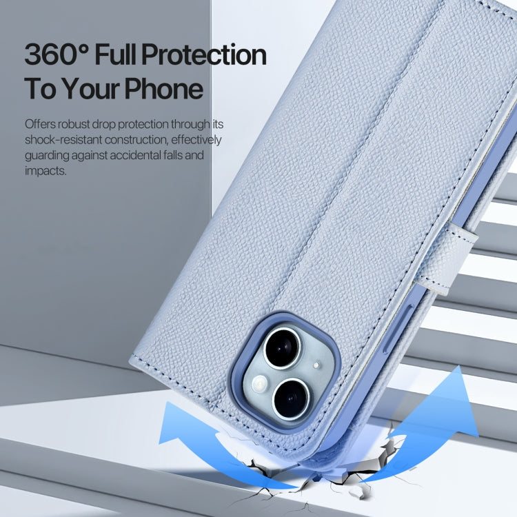 For iPhone 15 Plus DUX DUCIS Lawa Series 2 in 1 Wallet Zipper Detachable MagSafe Phone Case with Lanyard(Light Blue) by DUX DUCIS