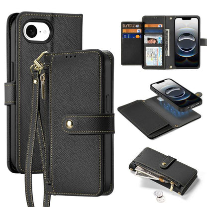 For iPhone 16e DUX DUCIS Lawa Series 2 in 1 Wallet Zipper Detachable MagSafe Phone Case with Lanyard(Black) - iPhone 16e Cases by DUX DUCIS | Online Shopping UK | buy2fix