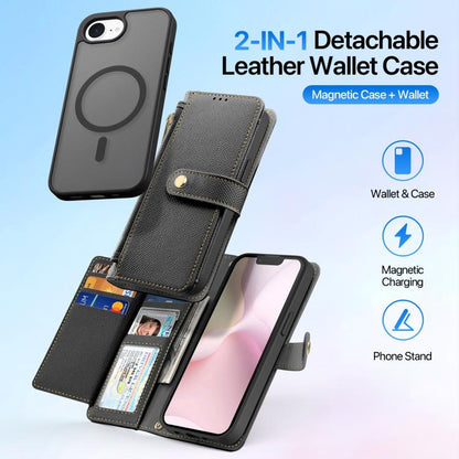 For iPhone 16e DUX DUCIS Lawa Series 2 in 1 Wallet Zipper Detachable MagSafe Phone Case with Lanyard(Black) - iPhone 16e Cases by DUX DUCIS | Online Shopping UK | buy2fix