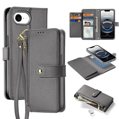 For iPhone 16e DUX DUCIS Lawa Series 2 in 1 Wallet Zipper Detachable MagSafe Phone Case with Lanyard(Grey) - iPhone 16e Cases by DUX DUCIS | Online Shopping UK | buy2fix