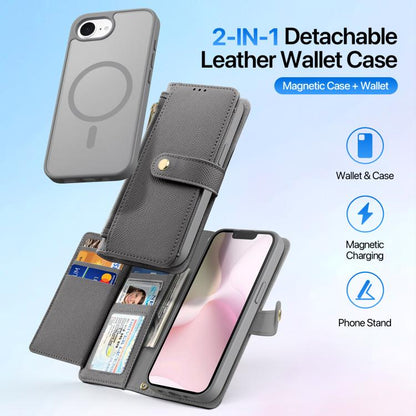 For iPhone 16e DUX DUCIS Lawa Series 2 in 1 Wallet Zipper Detachable MagSafe Phone Case with Lanyard(Grey) - iPhone 16e Cases by DUX DUCIS | Online Shopping UK | buy2fix