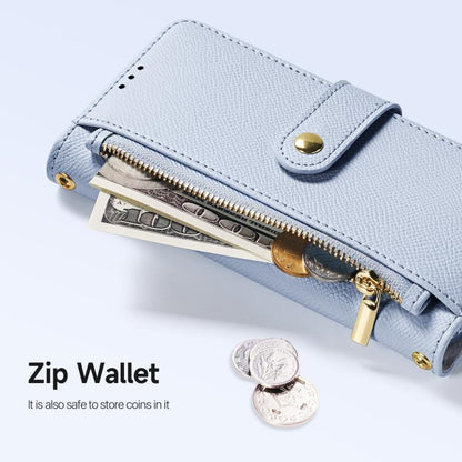 For iPhone 16e DUX DUCIS Lawa Series 2 in 1 Wallet Zipper Detachable MagSafe Phone Case with Lanyard(Light Blue) - iPhone 16e Cases by DUX DUCIS | Online Shopping UK | buy2fix