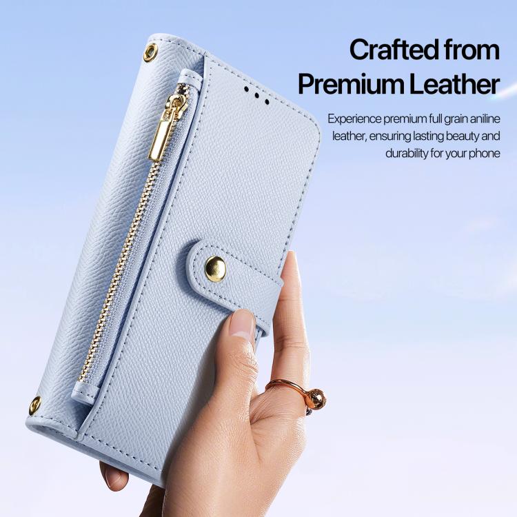 For iPhone 16e DUX DUCIS Lawa Series 2 in 1 Wallet Zipper Detachable MagSafe Phone Case with Lanyard(Light Blue) - iPhone 16e Cases by DUX DUCIS | Online Shopping UK | buy2fix