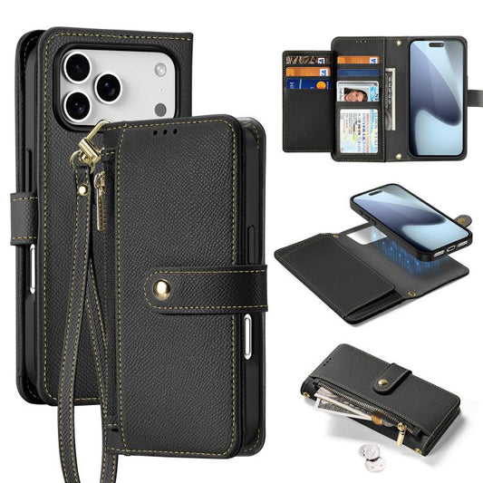 For iPhone 17 Pro Max DUX DUCIS Lawa Series 2 in 1 Wallet Zipper Detachable MagSafe Phone Case with Lanyard(Black) - iPhone 17 Pro Max Cases by DUX DUCIS | Online Shopping UK | buy2fix