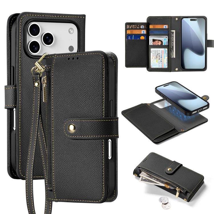 For iPhone 17 Pro DUX DUCIS Lawa Series 2 in 1 Wallet Zipper Detachable MagSafe Phone Case with Lanyard(Black) - iPhone 17 Pro Cases by DUX DUCIS | Online Shopping UK | buy2fix