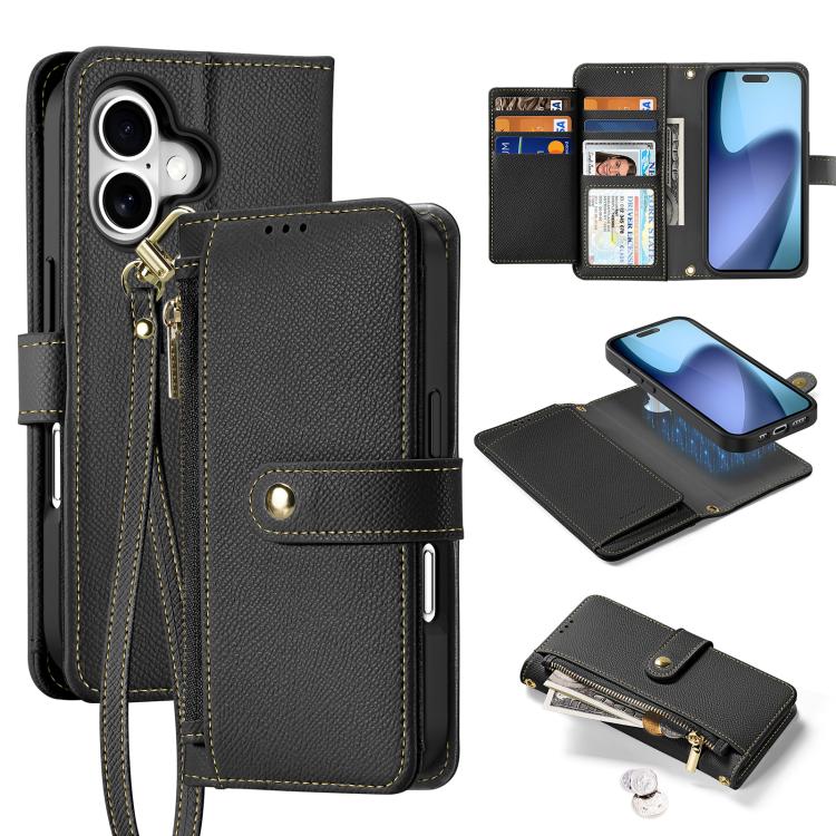 For iPhone 17 DUX DUCIS Lawa Series 2 in 1 Wallet Zipper Detachable MagSafe Phone Case with Lanyard(Black) - iPhone 17 Cases by DUX DUCIS | Online Shopping UK | buy2fix