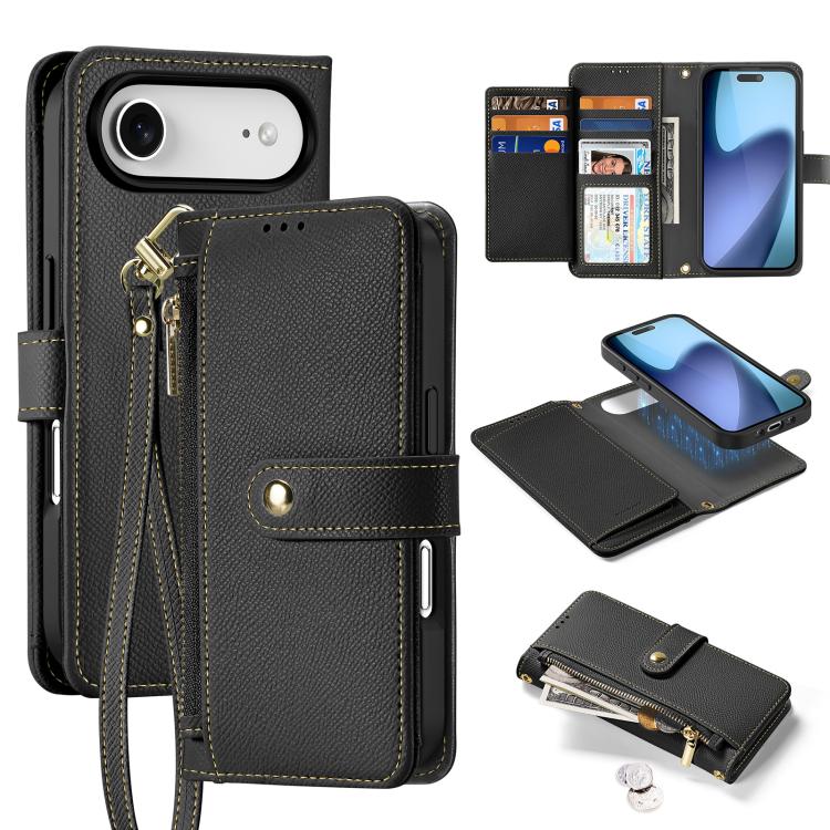 For iPhone Air DUX DUCIS Lawa Series 2 in 1 Wallet Zipper Detachable MagSafe Phone Case with Lanyard(Black) - iPhone Air Cases by DUX DUCIS | Online Shopping UK | buy2fix