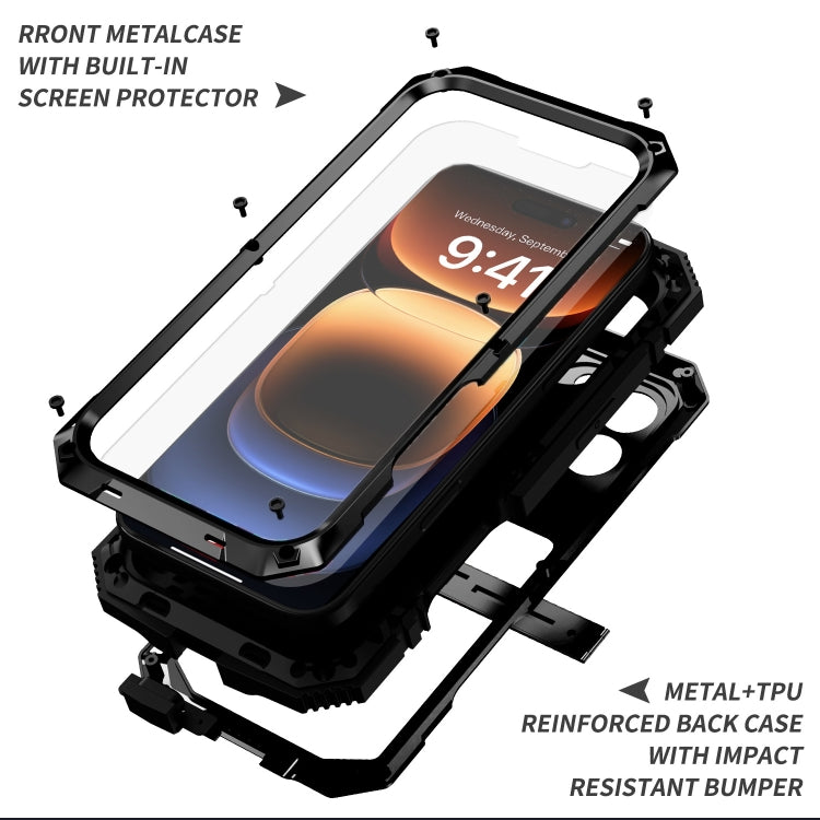 For iPhone 16 Pro R-JUST Life Waterproof Dustproof Shockproof Phone Case(Black) - iPhone 16 Pro Cases by R-JUST | Online Shopping UK | buy2fix